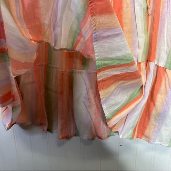 Torrid Rayon Slub Button-Front Tiered Tank Orange green Striped Women's 3xl - Picture 10 of 14